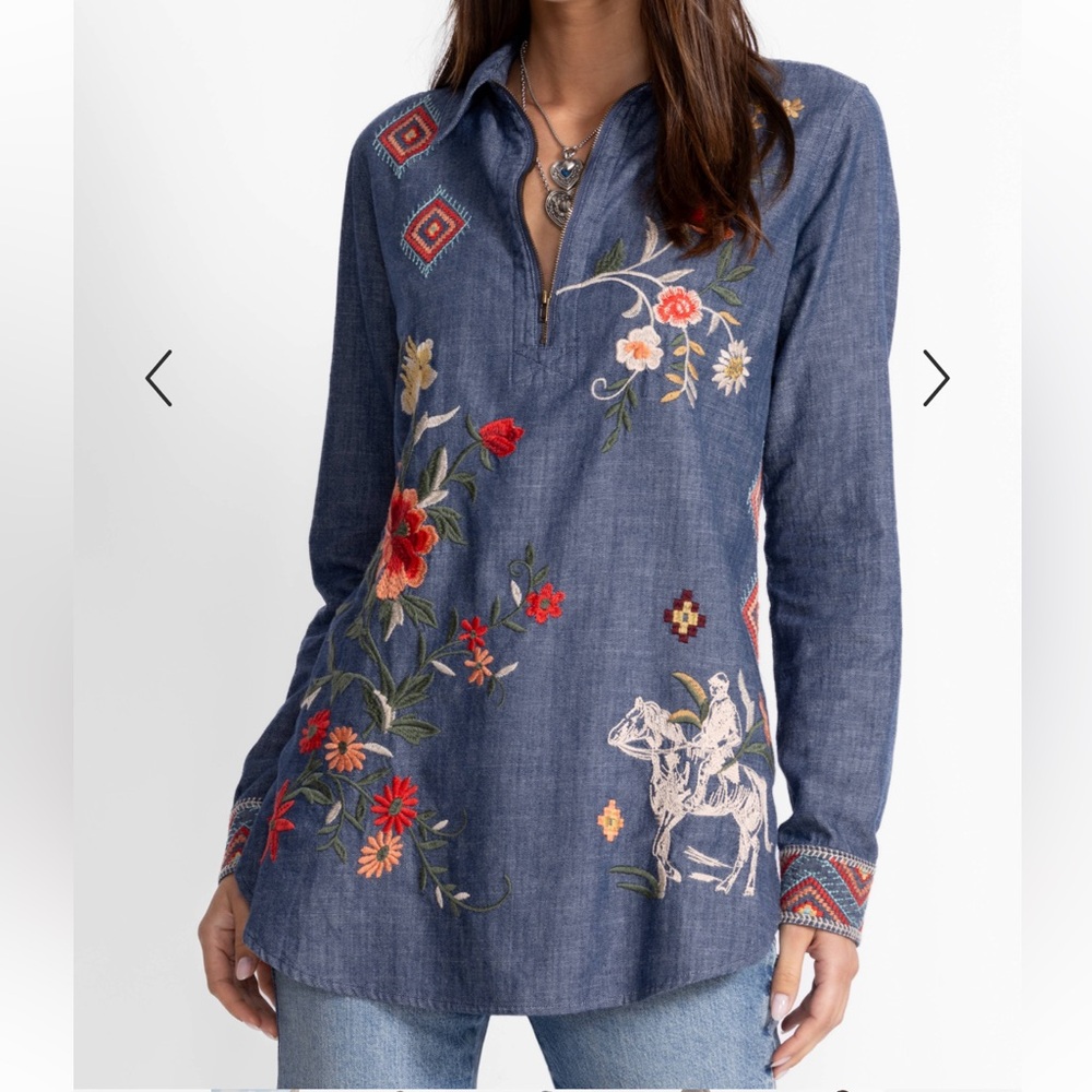 Johnny Was Zipup Shirt Tunic